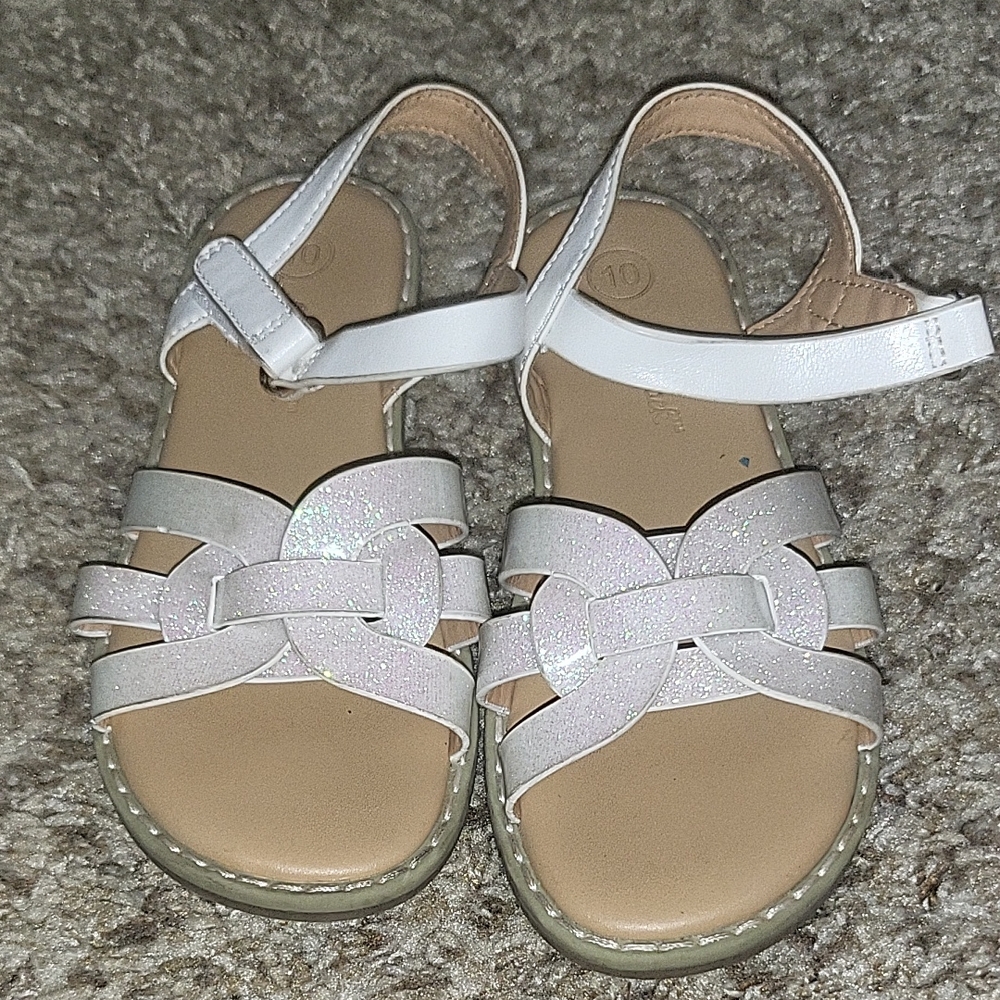 White Glitter Kids Sandals